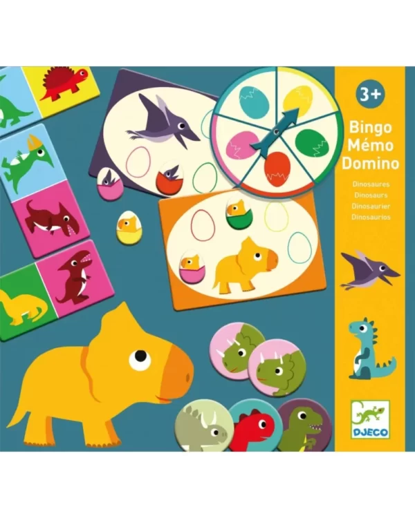 Set de juegos educativos Dinosaurios 3 en 1 de Djeco