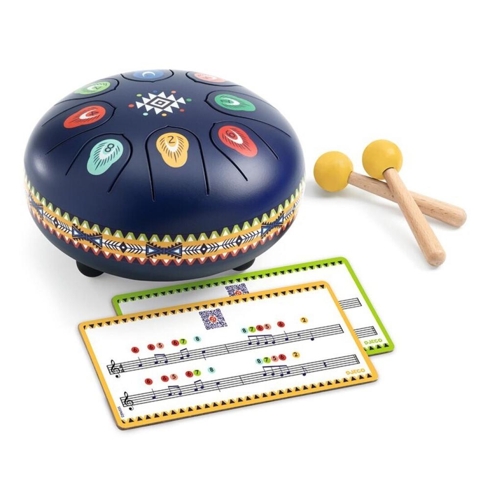 Tambor Metálico Djeco Animambo – 8 Notas Tambor Metálico Djeco Animambo de 8 notas con baquetas