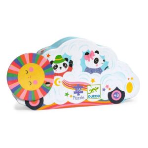 Puzzle silueta Coche Nube Djeco de 16 piezas con Mamá Panda