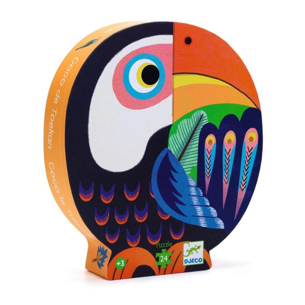 Puzzle Coco el Tucán Djeco 24 Piezas Puzzle Coco el Tucán Djeco de 24 piezas con caja silueta