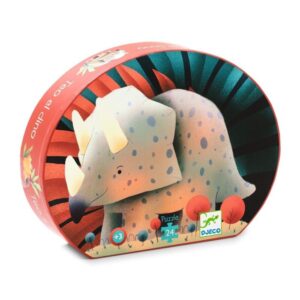 Puzzle Teo el Dinosaurio Djeco de 24 piezas con caja silueta