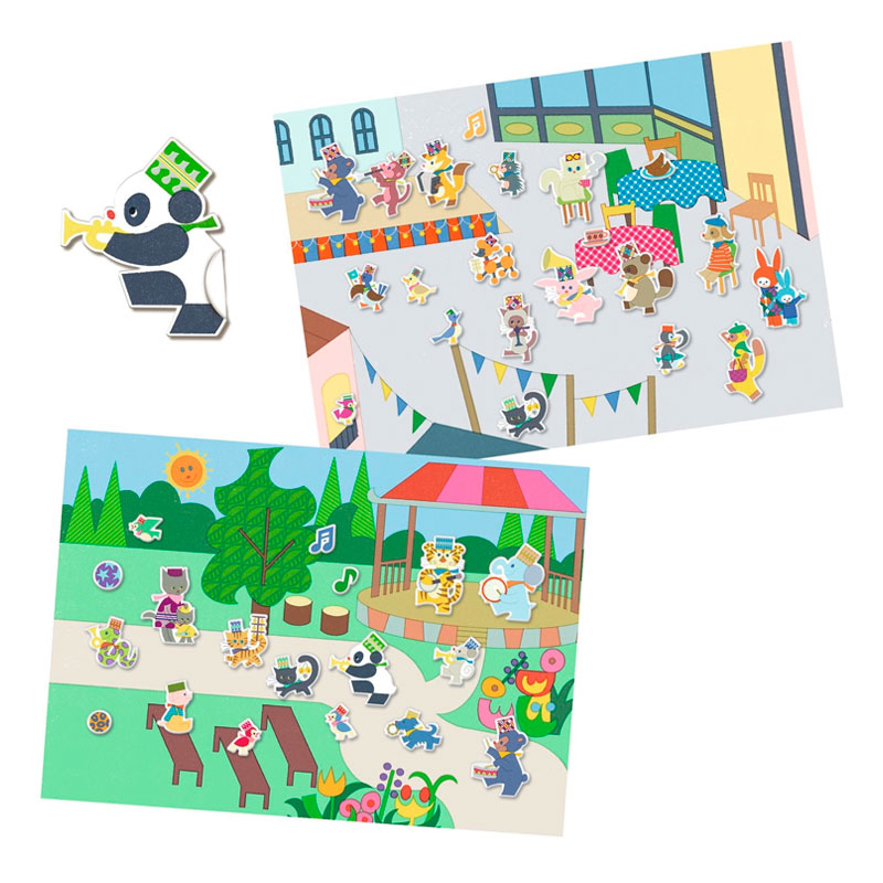 Contenido Pegatinas Charanga Djeco Contenido de Pegatinas Charanga Djeco con escenarios y adhesivos