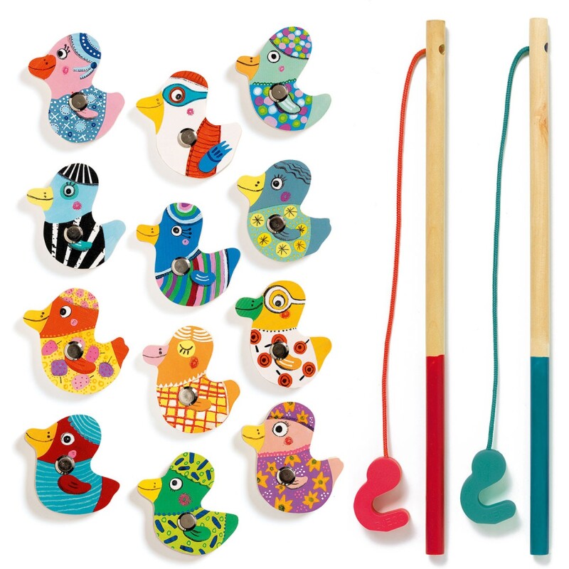 Patos de Madera Pesca Djeco Patos de madera del juego magnético Pesca Patos Djeco